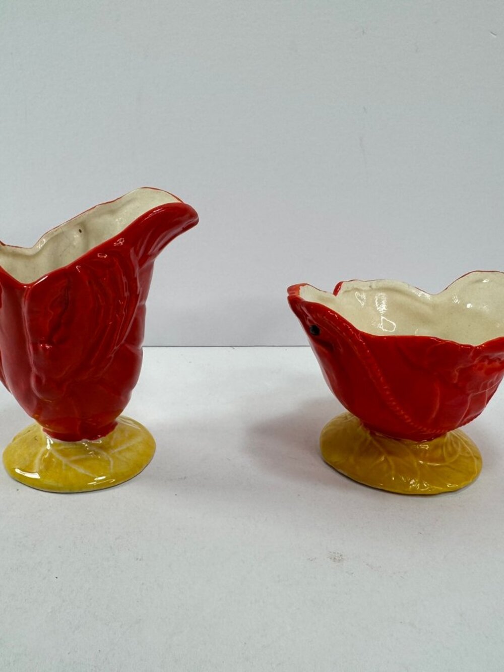 Vintage Maruhon Ware Lobster Small Creamer & Sugar Bowl Set Ceramic Japan